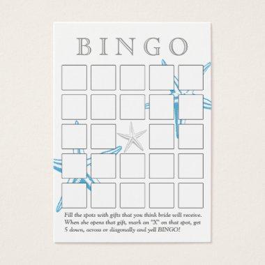 Simple Blue Starfish 5x5 Bridal Shower Bingo Invitations