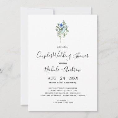 Simple Blue Wildflower Couples Wedding Shower Invitations
