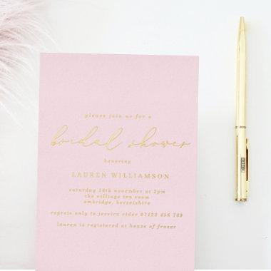Simple Blush Calligraphy  Gold Foil
