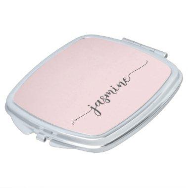 Simple Blush Pink Personalized Girly Monogram Compact Mirror