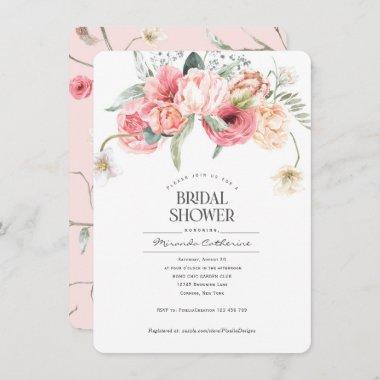 Simple bohemian floral style chic garden bridal Invitations