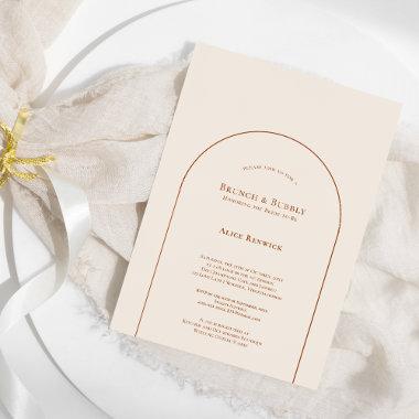 Simple Boho Arch Ivory Bridal Brunch and Bubbly Invitations