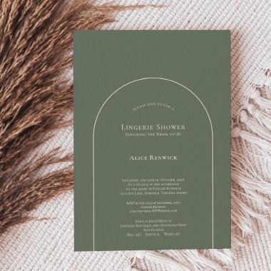 Simple Boho Arch Sage Green Lingerie Shower Invitations