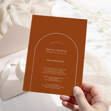 Simple Boho Arch Terracotta Bridal Shower Invitations