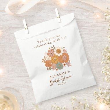 Simple Boho Retro Floral Bridal Shower Custom Name Favor Bag