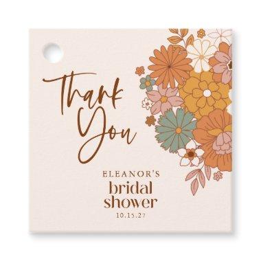 Simple Boho Retro Floral Bridal Shower Custom Name Favor Tags