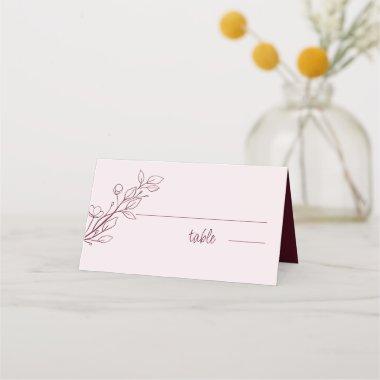 Simple Boho Ruby Wine, Folded Wedding Place Invitations