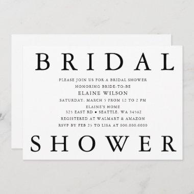Simple Bold Letters Modern Bridal Shower Invitations