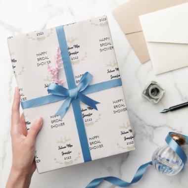 Simple Bridal Shower Name/Date Wrapping Paper