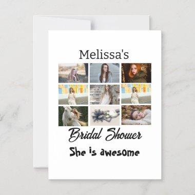 Simple Bridal Shower personalized 9 Photo Collage Magnetic Invitations