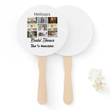 Simple bridal shower personalized 9 photocollage hand fan