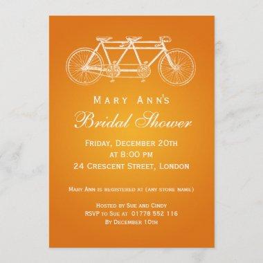 Simple Bridal Shower Tandem Bike Orange Invitations