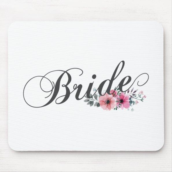 Simple Bride Floral Calligraphy | Mousepad