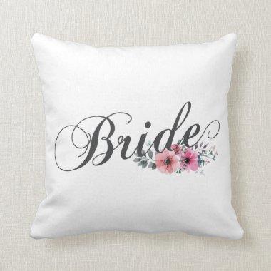 Simple Bride Floral Calligraphy | Throw Pillow