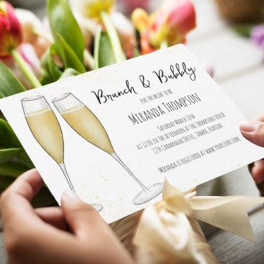 Simple Brunch and Bubbly Champagne Bridal Shower Invitations