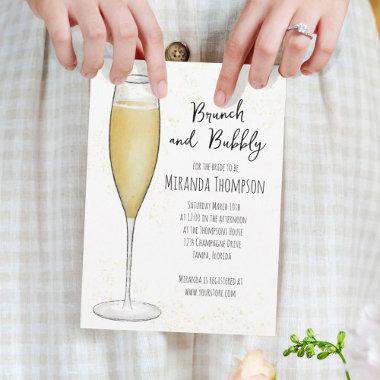 Simple Brunch and Bubbly Champagne Bridal Shower Invitations