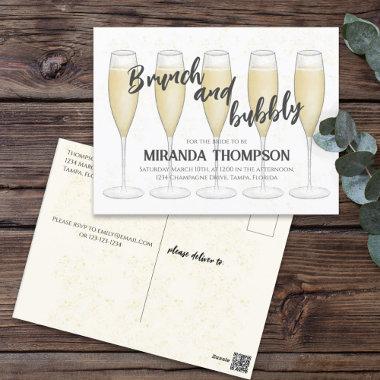 Simple Brunch and Bubbly Champagne Bridal Shower PostInvitations