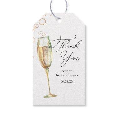 Simple Bubbly Champagne Thank You Bridal Shower Gift Tags