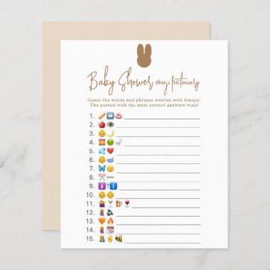 Simple bunny Emoji picture game baby shower