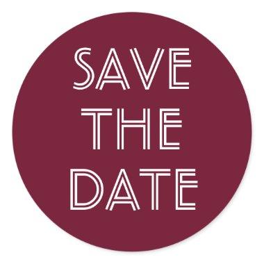 Simple Burgundy Save The Date Sticker