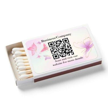 Simple butterfly bridal shower QR code Matchboxes