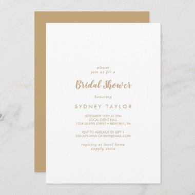 Simple Calligraphy | Gold Back Bridal Shower Invitations