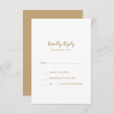Simple Calligraphy|Gold Back Simple Wedding RSVP