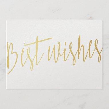 Simple calligraphy gold "Best wishes" Invitations