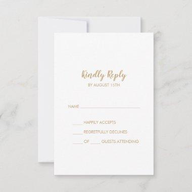 Simple Calligraphy|Gold Simple Wedding RSVP Card