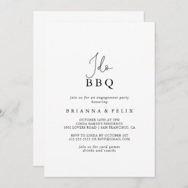 Simple Calligraphy I Do BBQ Engagement Party Invitations