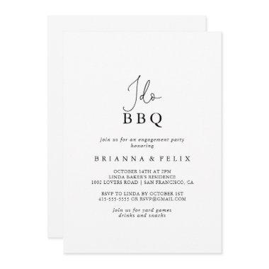 Simple Calligraphy I Do BBQ Engagement Party Invitations