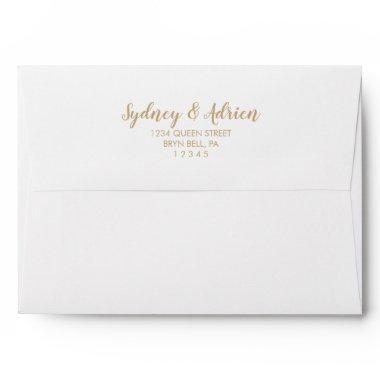 Simple Calligraphy in Gold Wedding Invitations Envelope