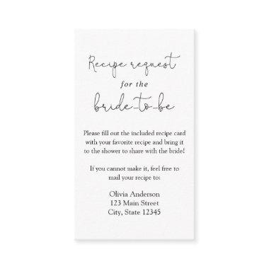 Simple Calligraphy Recipe Request Enclosure