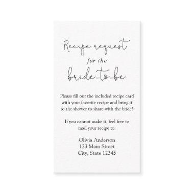 Simple Calligraphy Recipe Request Enclosure Invitations