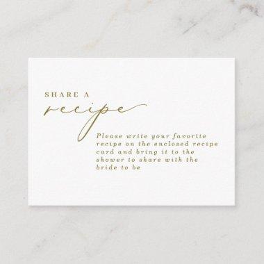 Simple Calligraphy Sage Bridal Shower Recipe Enclosure Invitations