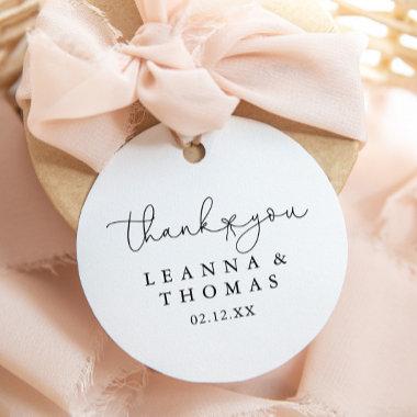 Simple Calligraphy Thank You Wedding Favor  Classic Round Sticker