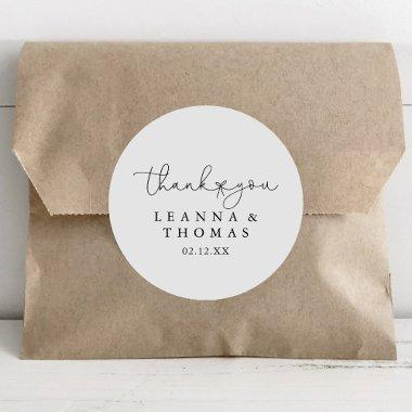 Simple Calligraphy Thank You Wedding Favor  Classic Round Sticker