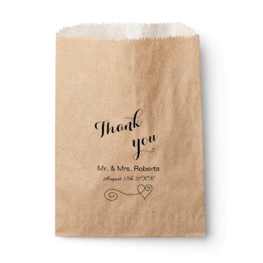 Simple calligraphy wedding favor bag