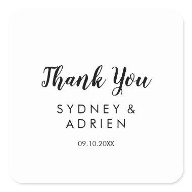 Simple Calligraphy Wedding Thank You Favor Square Sticker