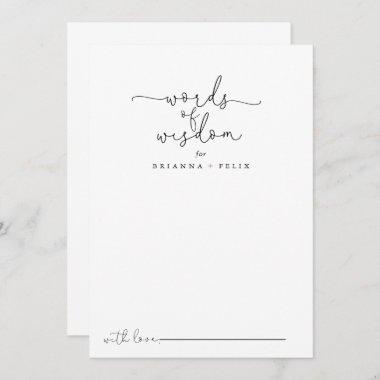 Simple Calligraphy Wedding Words of Wisdom   Advice Card