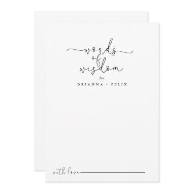 Simple Calligraphy Wedding Words of Wisdom   Advice Card