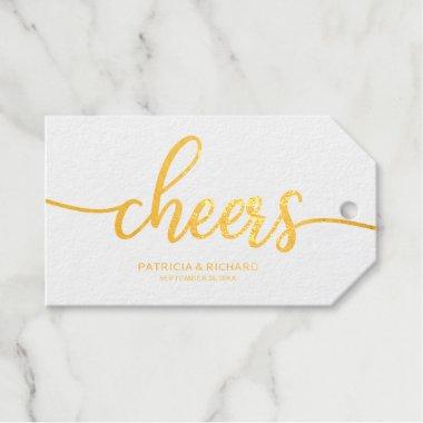 Simple Chic Calligraphy Cheers Wine Bottle Foil Gift Tags