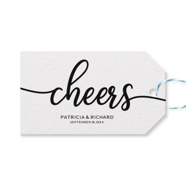 Simple Chic Calligraphy Cheers Wine Bottle Tags