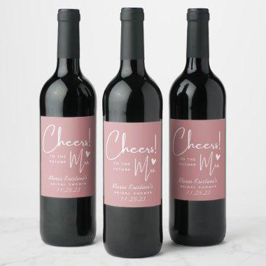 Simple Chic Cheers! to the Future Mrs. Puce Pink Wine Label