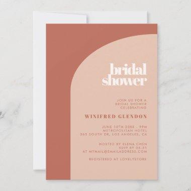 Simple chic peach terracotta arch Bridal shower Invitations