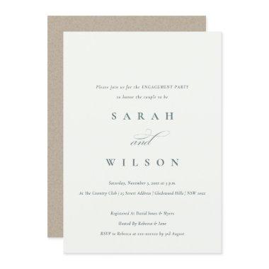 Simple Chic Script Black White Engagement Invite