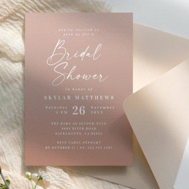 Simple Clay Terracotta & Blush Ombre Bridal Shower Invitations