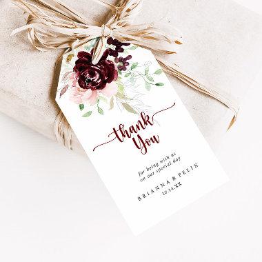 Simple Colorful Classic Floral Wedding Thank You Gift Tags