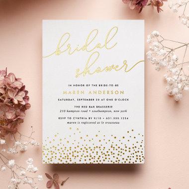 Simple Confetti Bridal Shower Foil Invitations