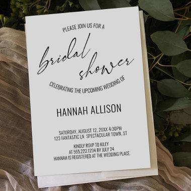 Simple, Contemporary Handwriting Bridal Shower Invitations